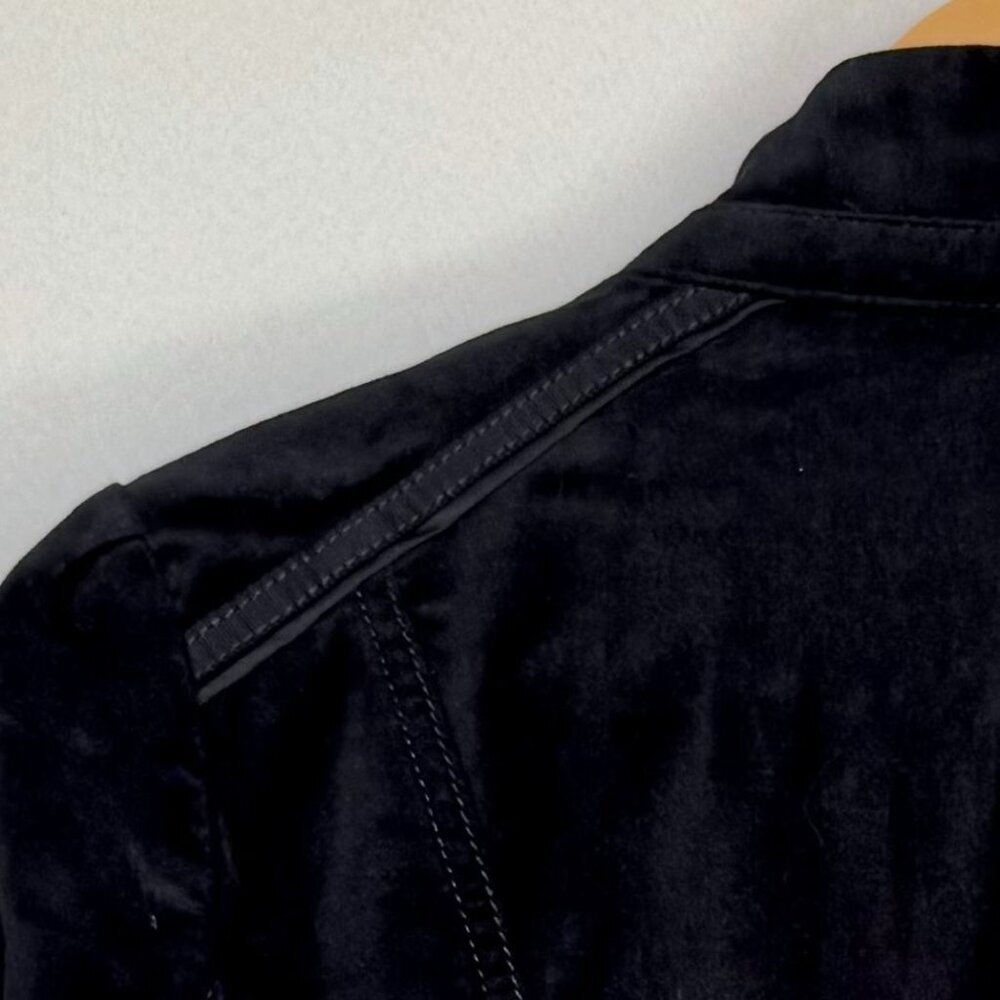 Y2K WHBM Black Stretch Velvet High Collar Silver Button Military Blazer Size 4 - Picture 9 of 17